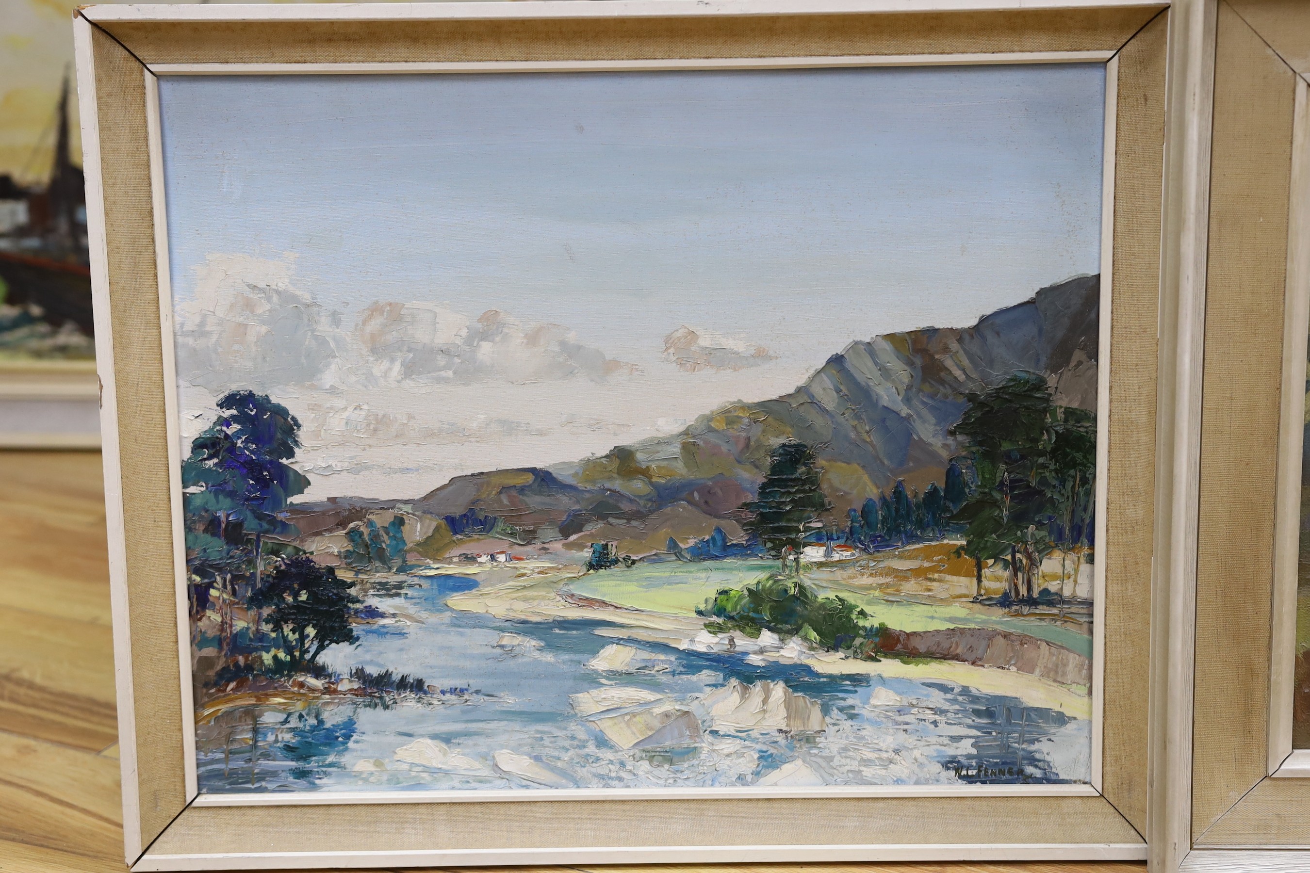 Trevor Boys, two oils on board and on canvas, 'Alresford Creek, Tide Mill' and 'Welsh Hills', signed, largest 40 x 50cm